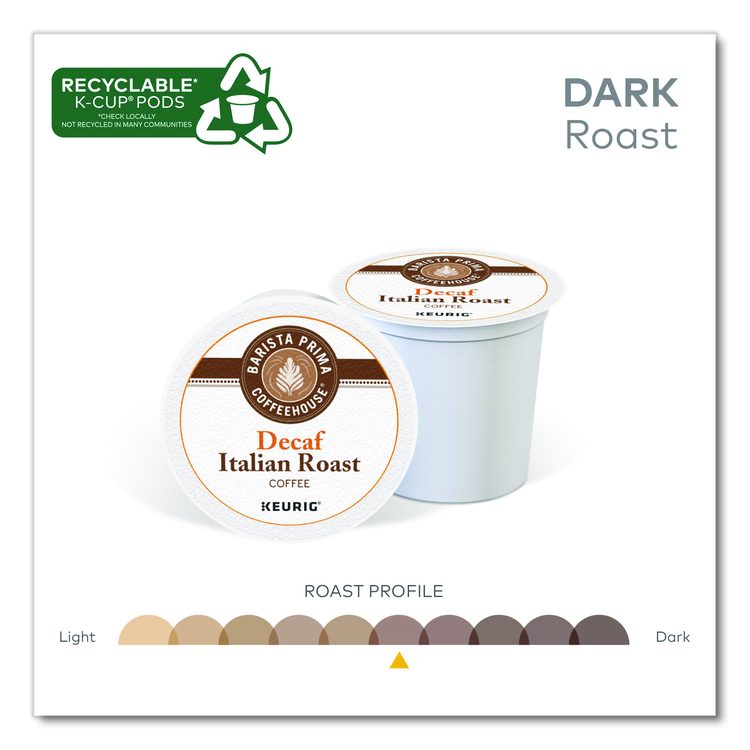 Decaf Italian Roast Coffee K-Cups, 24/Box, 4 Boxes/Carton