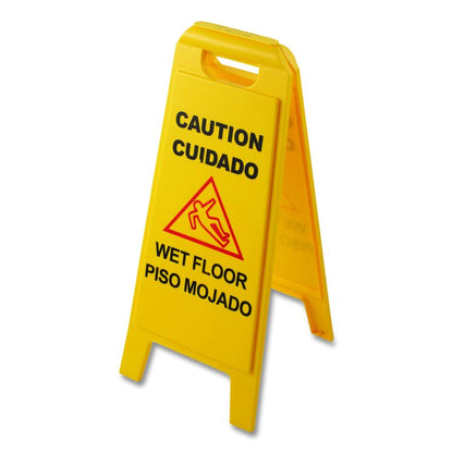 Wet Floor Sign (English/Spanish), 11 x 25 x 25, Yellow