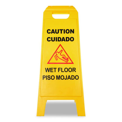 Wet Floor Sign (English/Spanish), 11 x 25 x 25, Yellow