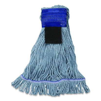 Medium Blue Looped-End Mop, Cotton, 36 x 6 x 3, Blue