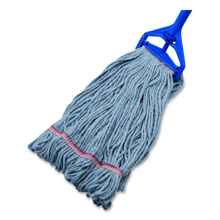 Medium Blue Looped-End Mop, Cotton, 43 x 6 x 3, Red