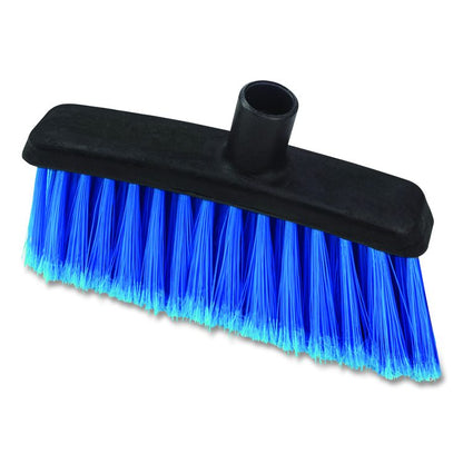 Duo-Sweep Flagged Light Industrial Broom Head, 12" Length, Blue/Black