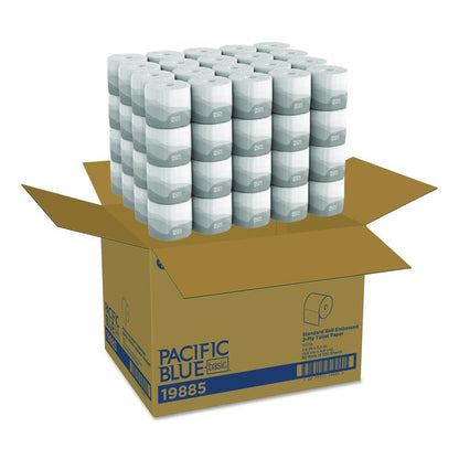 Pacific Blue Basic Embossed Bathroom Tissue, Septic Safe, 2-Ply, White, 550 Sheets/Roll, 80 Rolls/Carton