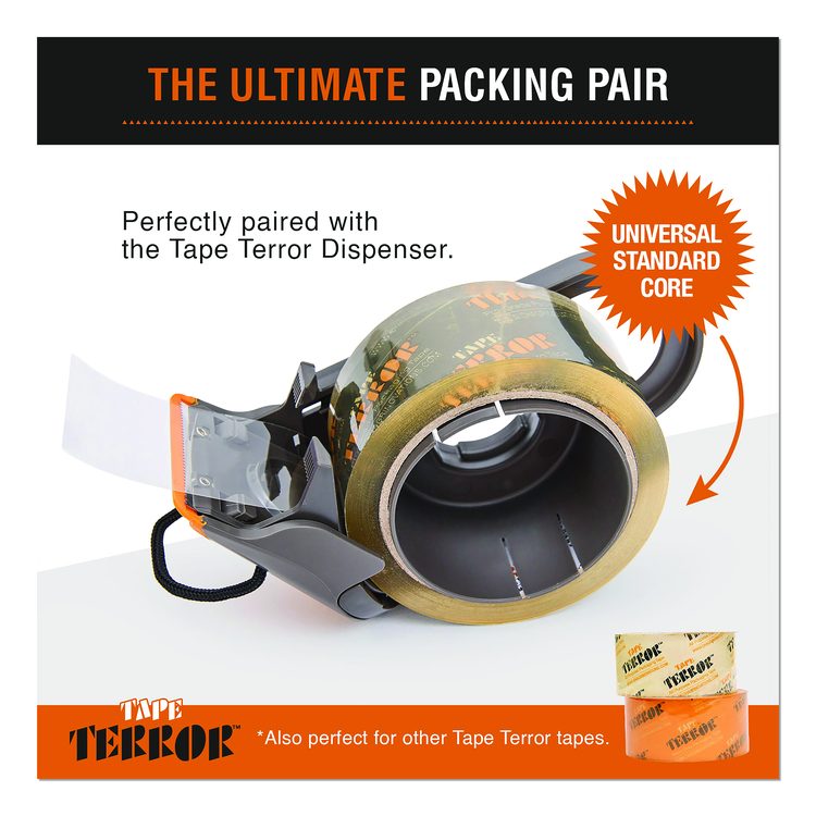 Tape Dispenser with Tape, 3" Core, Polypropylene, Gray/Orange, 1 Dispenser, 2 Rolls