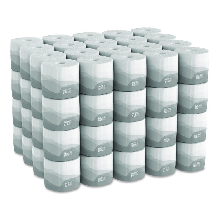 Pacific Blue Basic Embossed Bathroom Tissue, Septic Safe, 1-Ply, White, 550 Sheets/Roll, 80 Rolls/Carton
