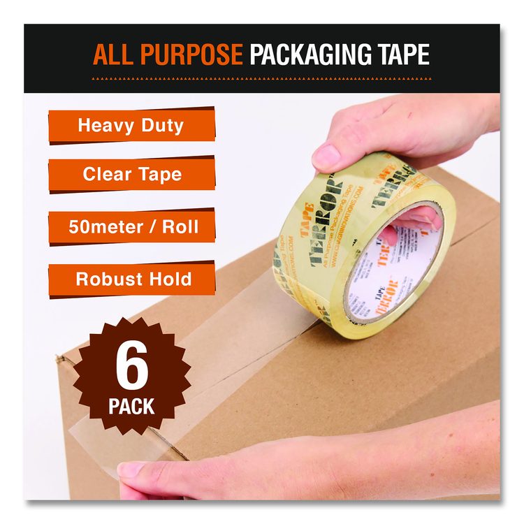 All Purpose Packaging Tape, 3" Core, 1.88" x 54.6 yds, Clear, 6/Pack