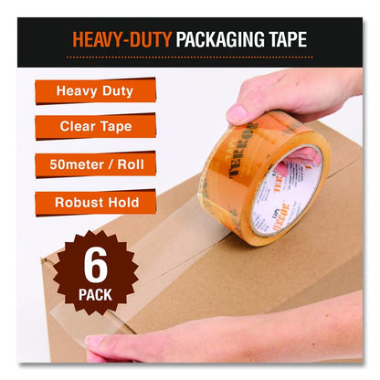 Heavy-Duty Packaging Tape, 3" Core, 1.88" x 54.6 yds, Clear, 6/Pack