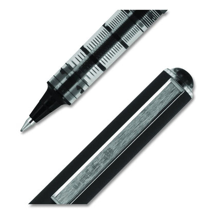 VISION Rollerball Pen, Stick, Micro 0.5 mm, Black Ink, Gray/Black/Clear Barrel, Dozen