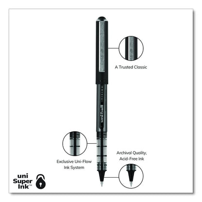 VISION Rollerball Pen, Stick, Micro 0.5 mm, Black Ink, Gray/Black/Clear Barrel, Dozen
