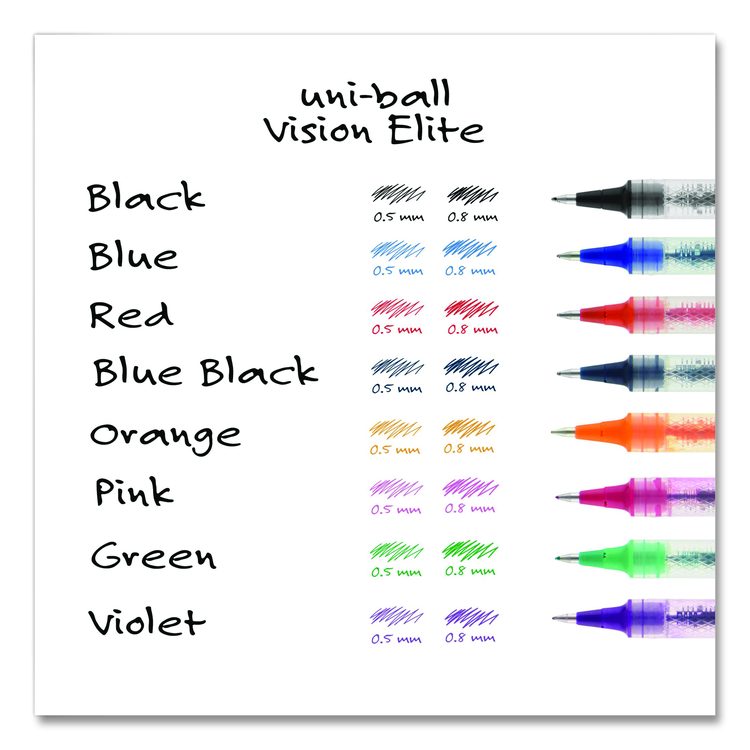 Refill for Vision Elite Roller Ball Pens, Bold Conical Tip, Black Ink, 2/Pack
