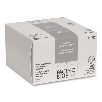 AccuWipe Recycled One-Ply Delicate Task Wipers, 1-Ply, 4.5 x 8.25, Unscented, White, 280/Box