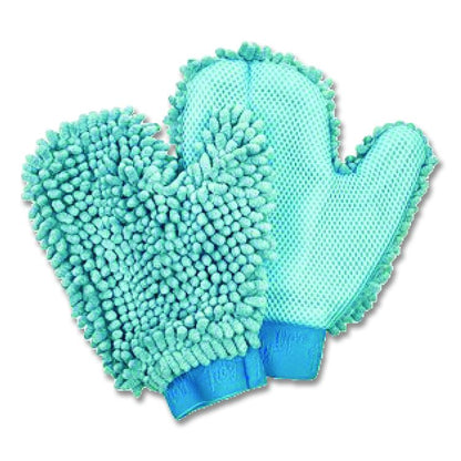 Chenille Scrubbing Mitts, Blue, 2 Mitts