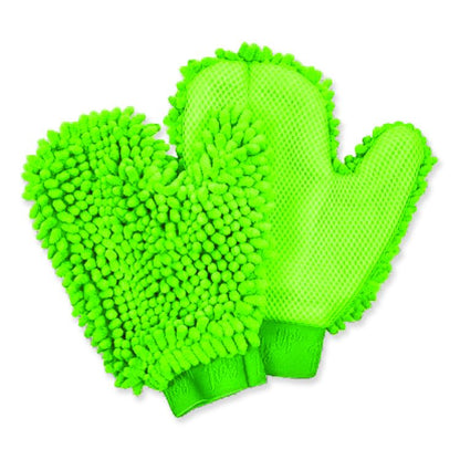 Chenille Scrubbing Mitts, Green, 2 Mitts