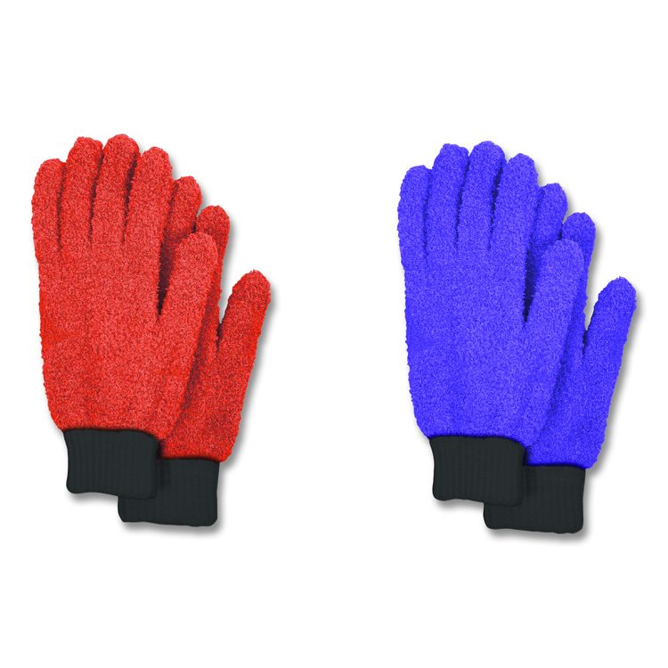 Microfiber Dusting Gloves, 2 Coral Gloves with Black Cuffs, 2 Purple Gloves with Black Cuffs