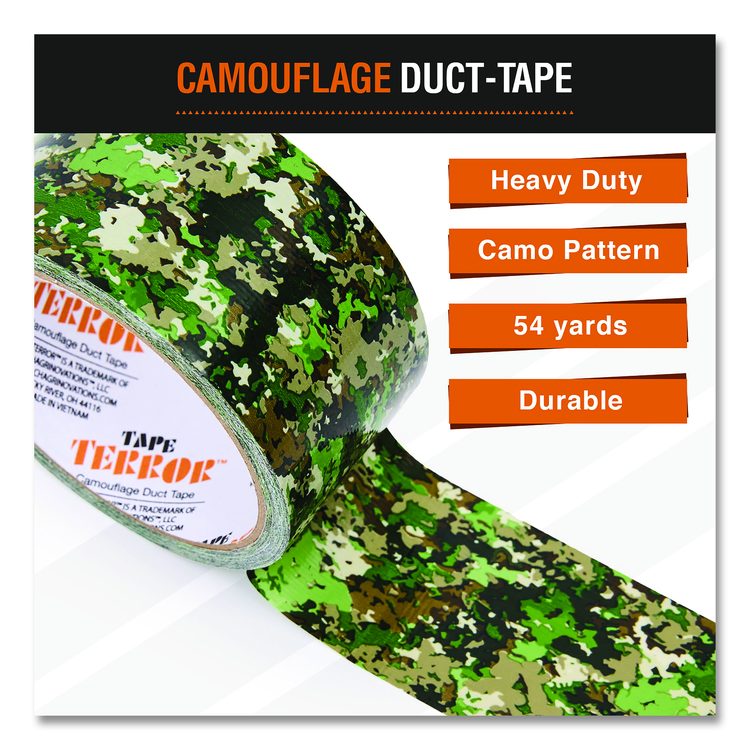 Camo Duct Tape, 3" Core, 1.89" x 9 yds, Green Camo