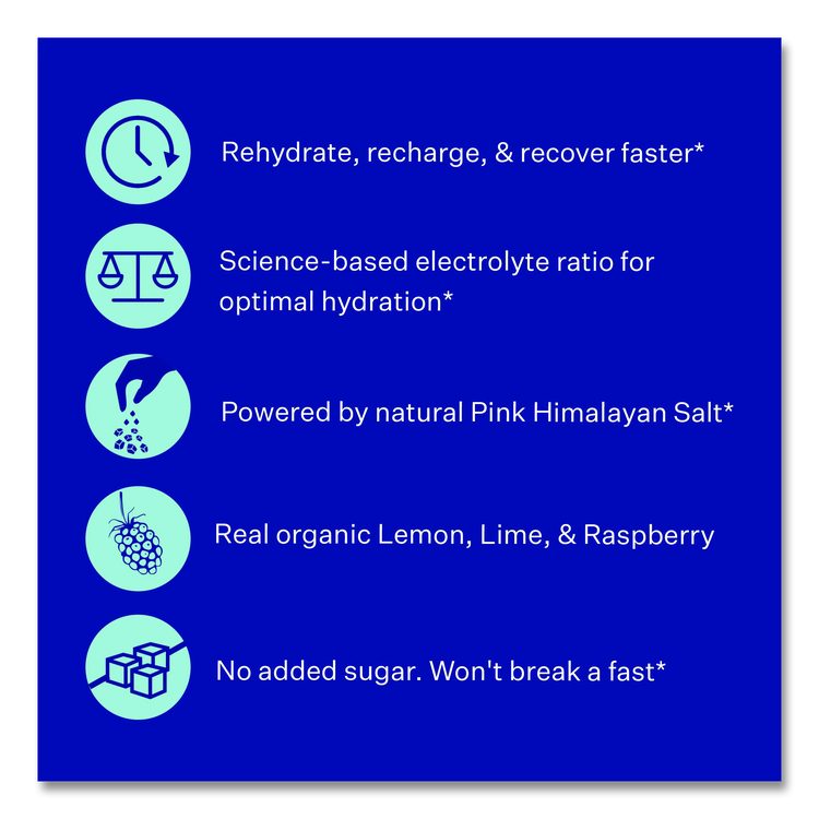 Electrolyte Lemon Raspberry Drink Mix, 0.24 oz Packets, 10/Pack, Yields 14 oz per Packet, 2 Packs/Carton