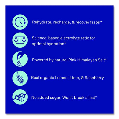 Electrolyte Lemon Raspberry Drink Mix, 0.24 oz Packets, 10/Pack, Yields 14 oz per Packet, 2 Packs/Carton