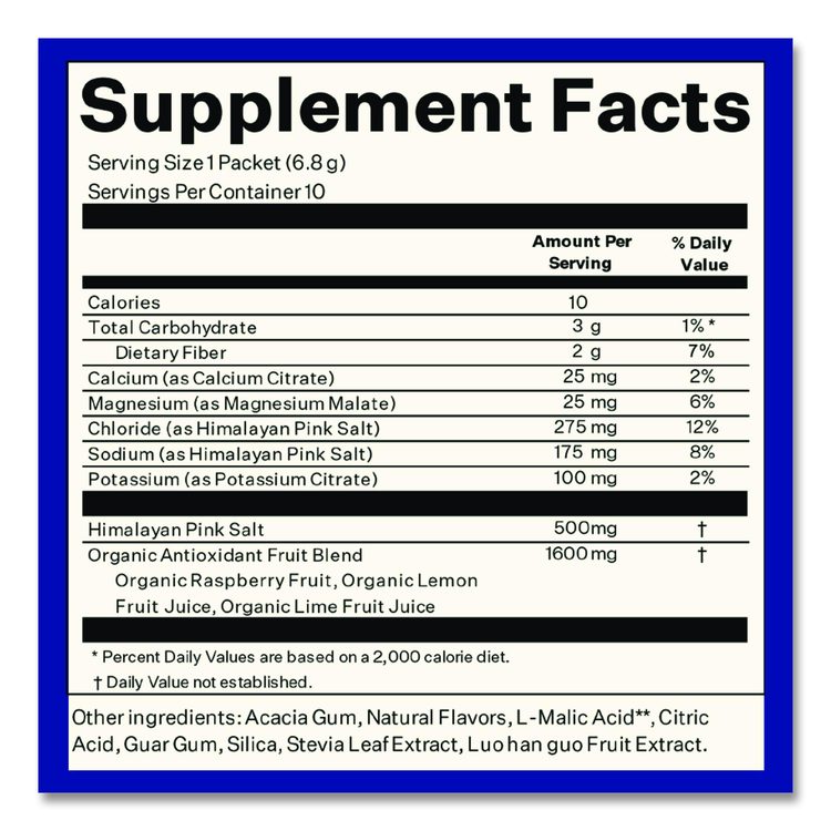Electrolyte Lemon Raspberry Drink Mix, 0.24 oz Packets, 10/Pack, Yields 14 oz per Packet, 2 Packs/Carton