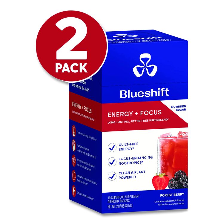 Energy and Focus Forest Berry Drink Mix, 0.24 oz Packets, 10/Pack, Yields 14 oz per Packet, 2 Packs/Carton