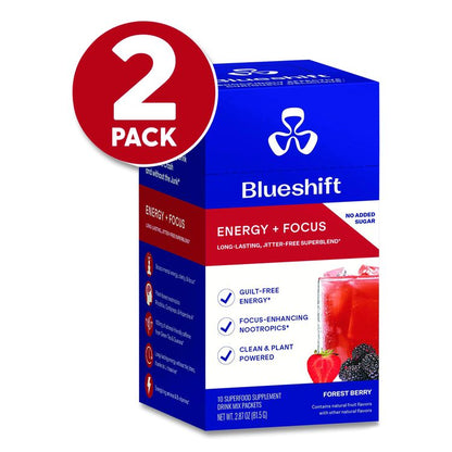 Energy and Focus Forest Berry Drink Mix, 0.24 oz Packets, 10/Pack, Yields 14 oz per Packet, 2 Packs/Carton