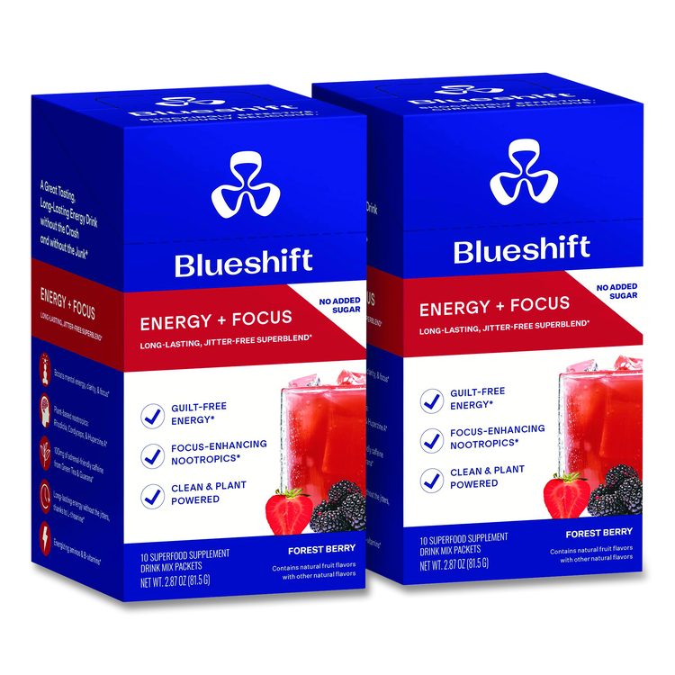 Energy and Focus Forest Berry Drink Mix, 0.24 oz Packets, 10/Pack, Yields 14 oz per Packet, 2 Packs/Carton