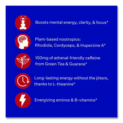 Energy and Focus Forest Berry Drink Mix, 0.24 oz Packets, 10/Pack, Yields 14 oz per Packet, 2 Packs/Carton