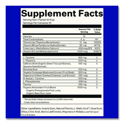 Energy and Focus Forest Berry Drink Mix, 0.24 oz Packets, 10/Pack, Yields 14 oz per Packet, 2 Packs/Carton