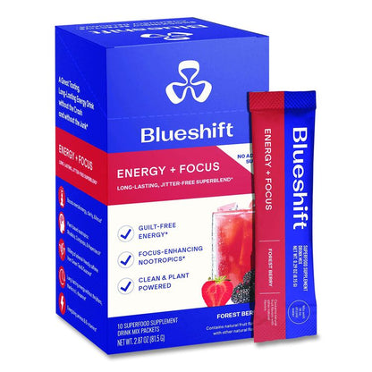 Energy and Focus Forest Berry Drink Mix, 0.24 oz Packets, 10/Pack, Yields 14 oz per Packet, 2 Packs/Carton