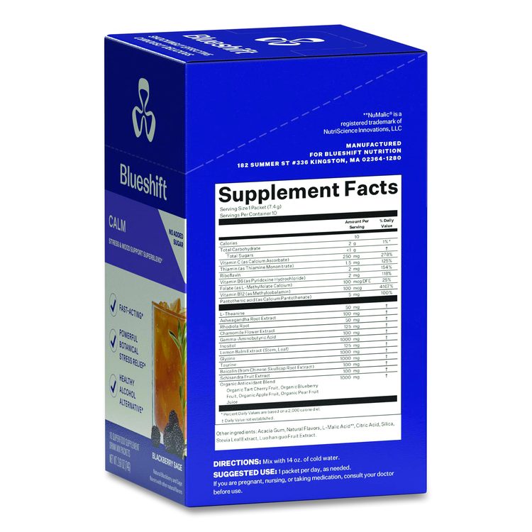 Calm Blackberry Sage Drink Mix, 0.23 oz Packets, 10/Pack, Yields 14 oz per Packet, 2 Packs/Carton