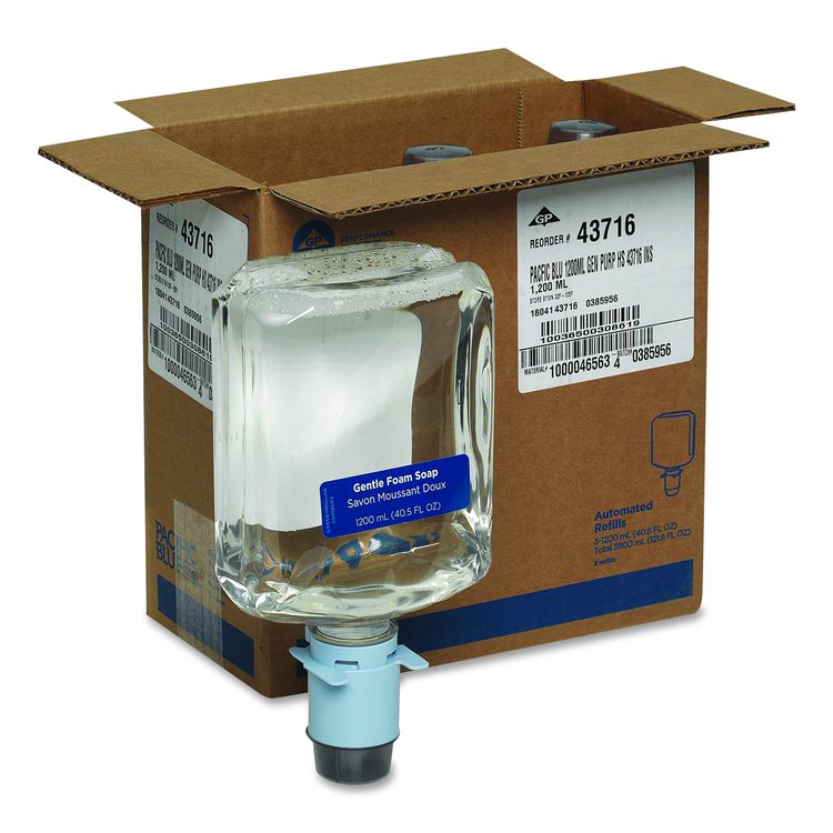 Pacific Blue Ultra Automated Foam Soap Refill, Fragrance-Free, 1,200 mL, 3/Carton