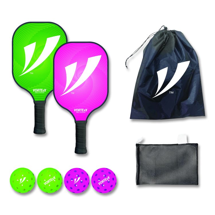 Pickleball Set, Pink/Green, 15.75" x 7.75" x 2.9"