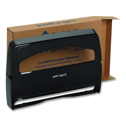 Safe-T-Gard Toilet Seat Cover Dispenser, Half-Fold, 16.38 x 2.5 x 11.75, Black