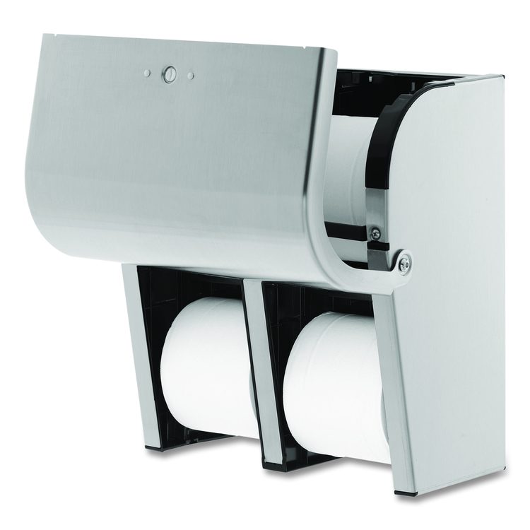 Compact Quad Vertical Four-Roll Coreless Dispenser, 11.75 x 6.9 x 13.25, Stainless Steel