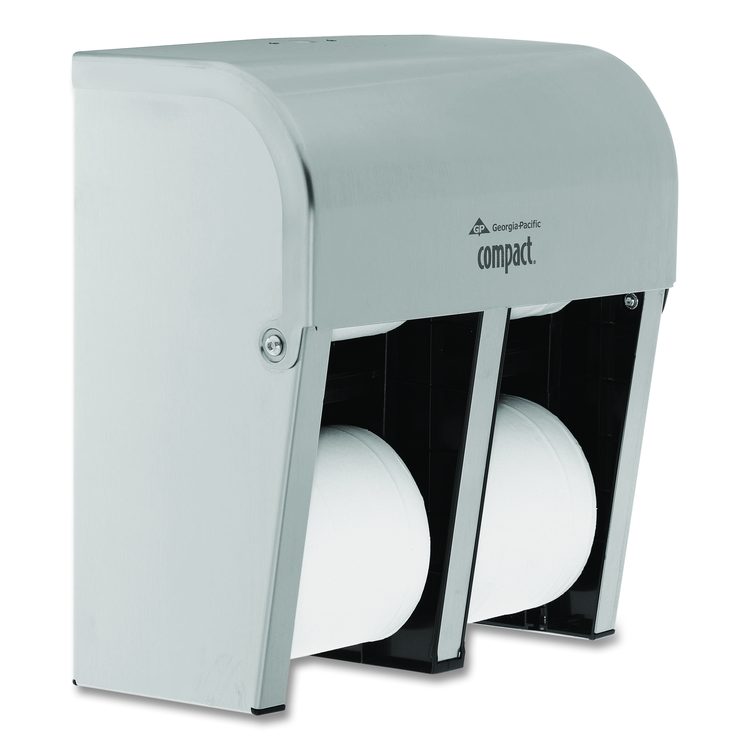 Compact Quad Vertical Four-Roll Coreless Dispenser, 11.75 x 6.9 x 13.25, Stainless Steel