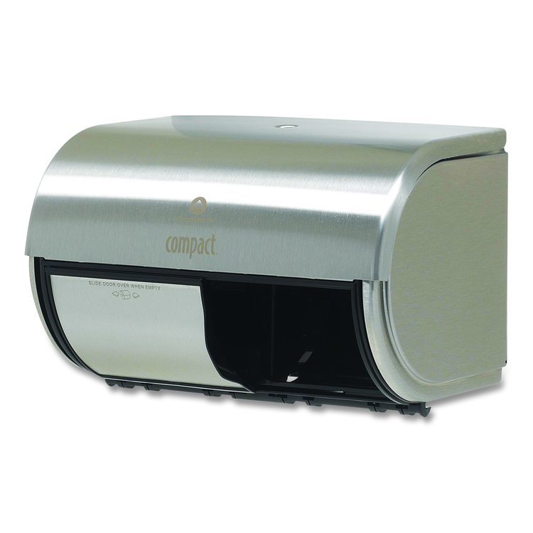 Compact Coreless Side-by-Side Double Roll Tissue Dispenser, 10.13 x 6.75 x 7.13, Stainless Steel