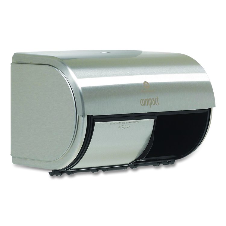 Compact Coreless Side-by-Side Double Roll Tissue Dispenser, 10.13 x 6.75 x 7.13, Stainless Steel
