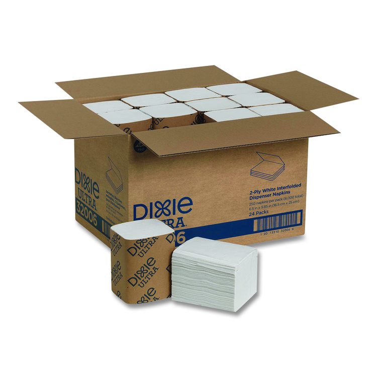 Interfold Napkin Refills 2-Ply, 6.5 x 9.78, White, 6,000/Carton