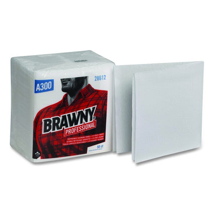 Professional Cleaning Towels, 1-Ply, 12 x 13, White, 50/Pack, 18 Packs/Carton