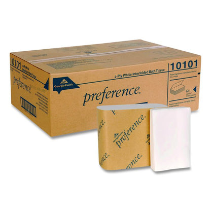 preference Singlefold Interfolded Bath Tissue, Septic Safe, 1-Ply, White, 400 Sheets/Pack, 60 Packs/Carton