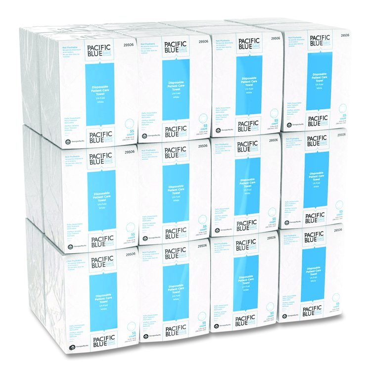Pacific Blue Select Disposable Patient Care Washcloths, 1-Ply, 10 x 13, Unscented, White, 55/Pack, 24 Packs/Carton