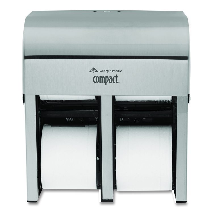 Compact Quad Vertical Four-Roll Coreless Dispenser, 11.75 x 6.9 x 13.25, Stainless Steel