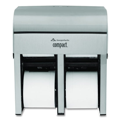 Compact Quad Vertical Four-Roll Coreless Dispenser, 11.75 x 6.9 x 13.25, Stainless Steel
