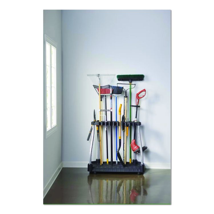 FastTrack Garage Tool Tower Rack, Plastic, Holds Up to 40 Tools, 38" x 20.5" x 34.4", Black