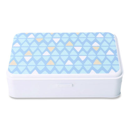 Pencil Case, Triangle Pattern, 2 Compartments, 5" x 8.75" x 2.75", Blue/White
