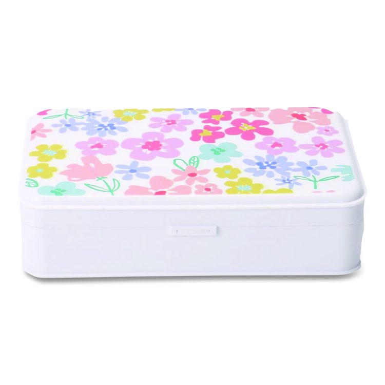 Pencil Case, Floral Pattern, 2 Compartments, 5" x 8.75" x 2.75", Pink/Yellow/Green