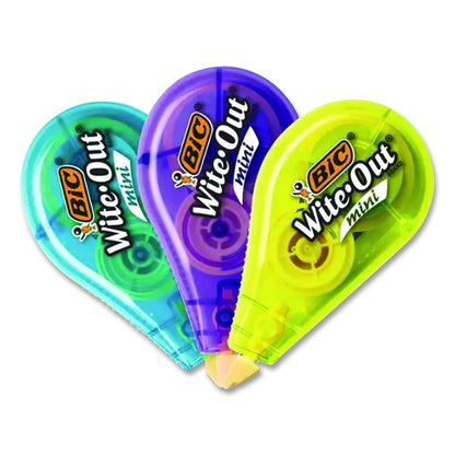 Wite-Out Brand Mini Correction Tape, Non-Refillable, 0.2" x 26.2 ft, White Tape, Assorted Dispenser Colors, Dozen