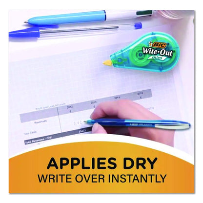 Wite-Out Brand Mini Correction Tape, Non-Refillable, 0.2" x 26.2 ft, White Tape, Assorted Dispenser Colors, Dozen