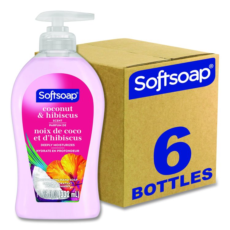 Liquid Hand Soap Pumps, Coconut and Hibiscus Scent, 11.25 oz, 6/Carton