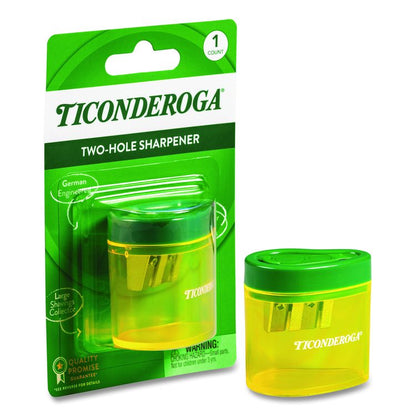 Two Hole Pencil Sharpener, 2 x 2 x 1.25, Green/Yellow