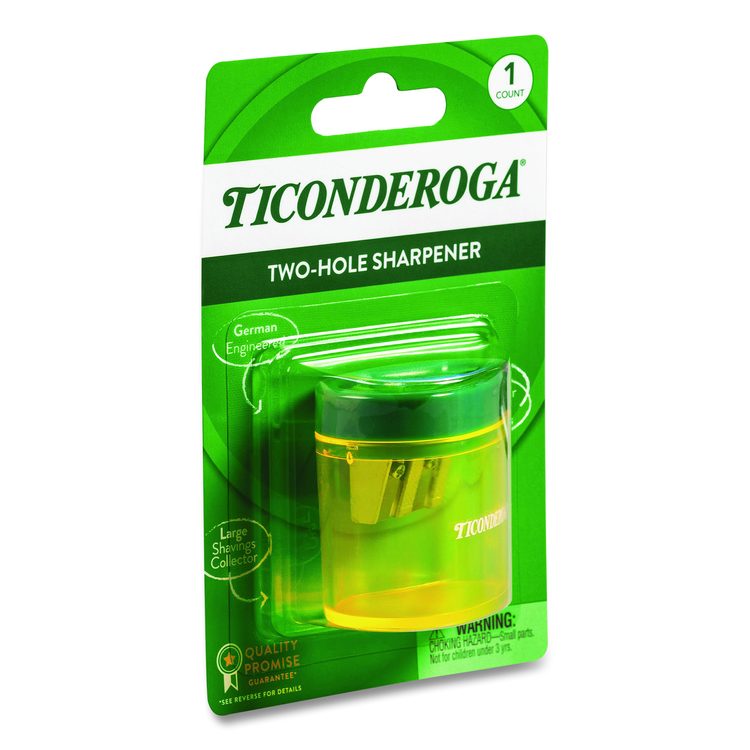 Two Hole Pencil Sharpener, 2 x 2 x 1.25, Green/Yellow
